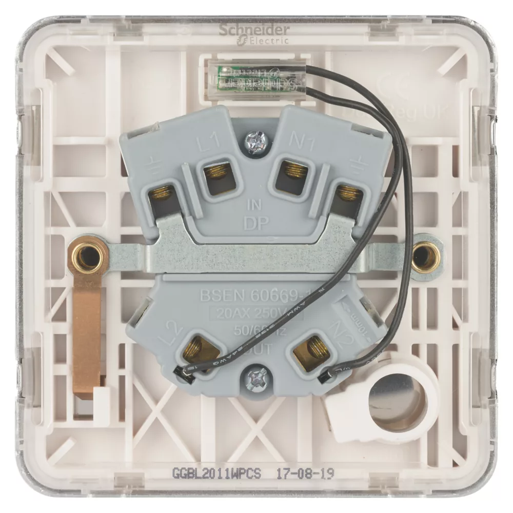 Schneider Electric Lisse Deco 20AX 1-Gang DP Control Switch Polished Chrome With LED With White Inserts 6 Schneider Electric Lisse Deco 20AX 1-Gang DP Control Switch Polished Chrome With LED With White Inserts - Image 4