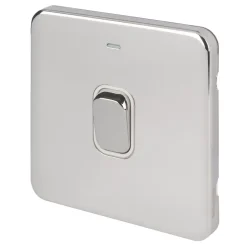 Schneider Electric Lisse Deco 20AX 1-Gang DP Control Switch Polished Chrome With LED With White Inserts