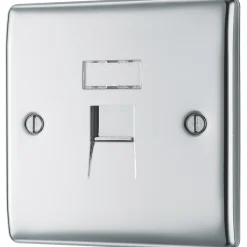 British General Nexus Metal RJ45 Ethernet Socket Polished Chrome