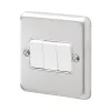 MK Contoura 10A 3-Gang 2-Way Switch Brushed Stainless Steel With White Inserts 1 MK Contoura 10A 3-Gang 2-Way Switch Brushed Stainless Steel With White Inserts -British General Shop 358RG P
