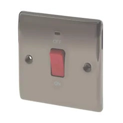 British General Nexus Metal 45A 1-Gang DP Cooker Switch Black Nickel With LED