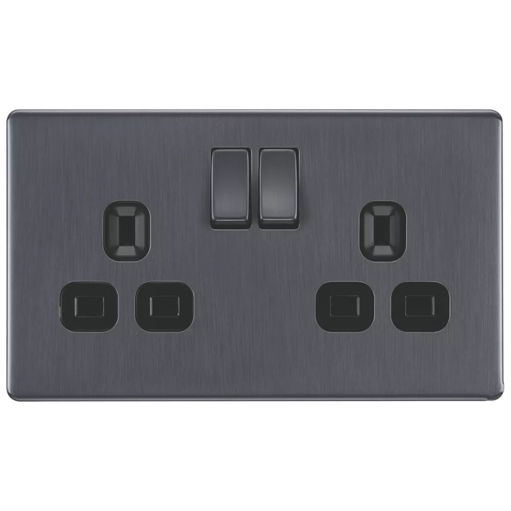 LAP Power Socket 13A 2-Gang DP Switched Power Socket Slate Grey With Black Inserts 5 Pack 4 LAP Power Socket 13A 2-Gang DP Switched Power Socket Slate Grey With Black Inserts 5 Pack - Image 2