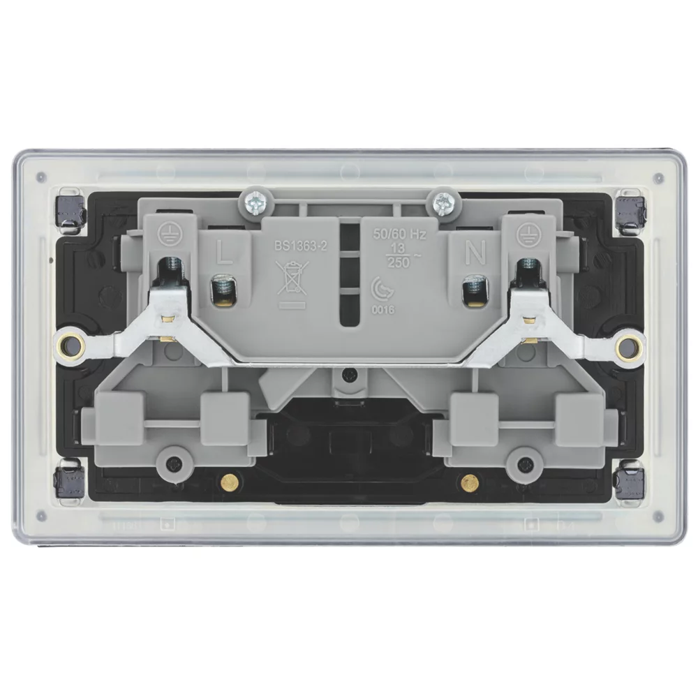 LAP Power Socket 13A 2-Gang DP Switched Power Socket Slate Grey With Black Inserts 5 Pack 5 LAP Power Socket 13A 2-Gang DP Switched Power Socket Slate Grey With Black Inserts 5 Pack - Image 3