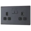 LAP Power Socket 13A 2-Gang DP Switched Power Socket Slate Grey With Black Inserts 5 Pack -British General Shop 362KJ P