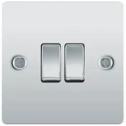 LAP 10AX 2-Gang 2-Way Light Switch Polished Chrome -British General Shop 36393 A2