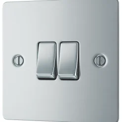 LAP 10AX 2-Gang 2-Way Light Switch Polished Chrome