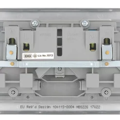 British General Nexus Metal 13A 2-Gang SP Switched Plug Socket Brushed Steel With Graphite Inserts -British General Shop 36590 A2