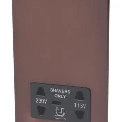 Varilight 2-Gang Dual Voltage Shaver Socket 115 / 230V Mocha With Black Inserts