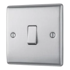 British General Nexus Metal 10AX 1-Gang Intermediate Switch Brushed Stainless Steel