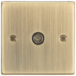 Knightsbridge CS010AB 1-Gang Coaxial TV Socket Antique Brass