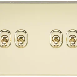 Knightsbridge SF4TOGPB 10AX 4-Gang 2-Way Light Switch Polished Brass