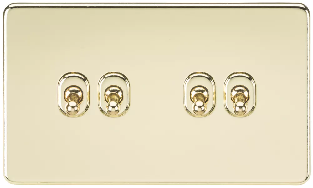 Knightsbridge SF4TOGPB 10AX 4-Gang 2-Way Light Switch Polished Brass 3 Knightsbridge SF4TOGPB 10AX 4-Gang 2-Way Light Switch Polished Brass
