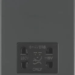 Knightsbridge SF8900AT 2-Gang Dual Voltage Shaver Socket 115 V / 230V Anthracite With Black Inserts