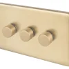 Schneider Electric Lisse Deco 3-Gang 2-Way Dimmer Switch Satin Brass -British General Shop 373FF P