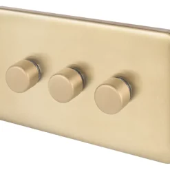 Schneider Electric Lisse Deco 3-Gang 2-Way Dimmer Switch Satin Brass