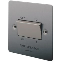 LAP 10A 1-Gang 3-Pole Fan Isolator Switch Brushed Stainless Steel