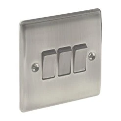British General Nexus Metal 10AX 3-Gang 2-Way Light Switch Brushed Iridium -British General Shop 37755 A2