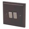 Varilight 10AX 2-Gang 2-Way Light Switch Dark Oak -British General Shop 3776H P