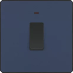 British General Evolve 20A 1-Gang DP Control Switch Blue With LED With Black Inserts -British General Shop 377PY A2