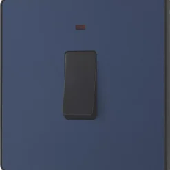 British General Evolve 20A 1-Gang DP Control Switch Blue With LED With Black Inserts -British General Shop 377PY A3