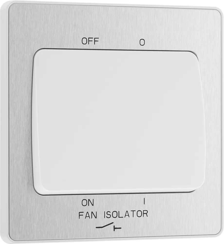 British General Evolve 10A 1-Gang 3-Pole Fan Isolator Switch Brushed Steel With White Inserts 4 British General Evolve 10A 1-Gang 3-Pole Fan Isolator Switch Brushed Steel With White Inserts - Image 2
