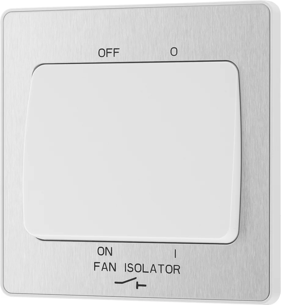 British General Evolve 10A 1-Gang 3-Pole Fan Isolator Switch Brushed Steel With White Inserts 6 British General Evolve 10A 1-Gang 3-Pole Fan Isolator Switch Brushed Steel With White Inserts - Image 4