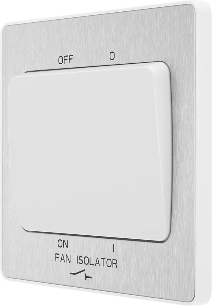 British General Evolve 10A 1-Gang 3-Pole Fan Isolator Switch Brushed Steel With White Inserts 3 British General Evolve 10A 1-Gang 3-Pole Fan Isolator Switch Brushed Steel With White Inserts