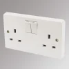 Crabtree Capital 13A 2-Gang DP Switched Plug Socket White 2 Crabtree Capital 13A 2-Gang DP Switched Plug Socket White -British General Shop 38040 P