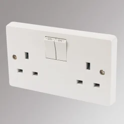 Crabtree Capital 13A 2-Gang DP Switched Plug Socket White