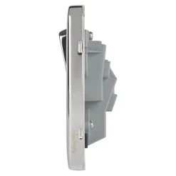 Schneider Electric Lisse Deco 13A 1-Gang DP Switched Plug Socket Polished Chrome With Black Inserts -British General Shop 381FF A2