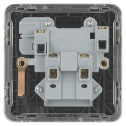 Schneider Electric Lisse Deco 13A 1-Gang DP Switched Plug Socket Polished Chrome With Black Inserts -British General Shop 381FF A3