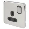 Schneider Electric Lisse Deco 13A 1-Gang DP Switched Plug Socket Polished Chrome With Black Inserts -British General Shop 381FF P
