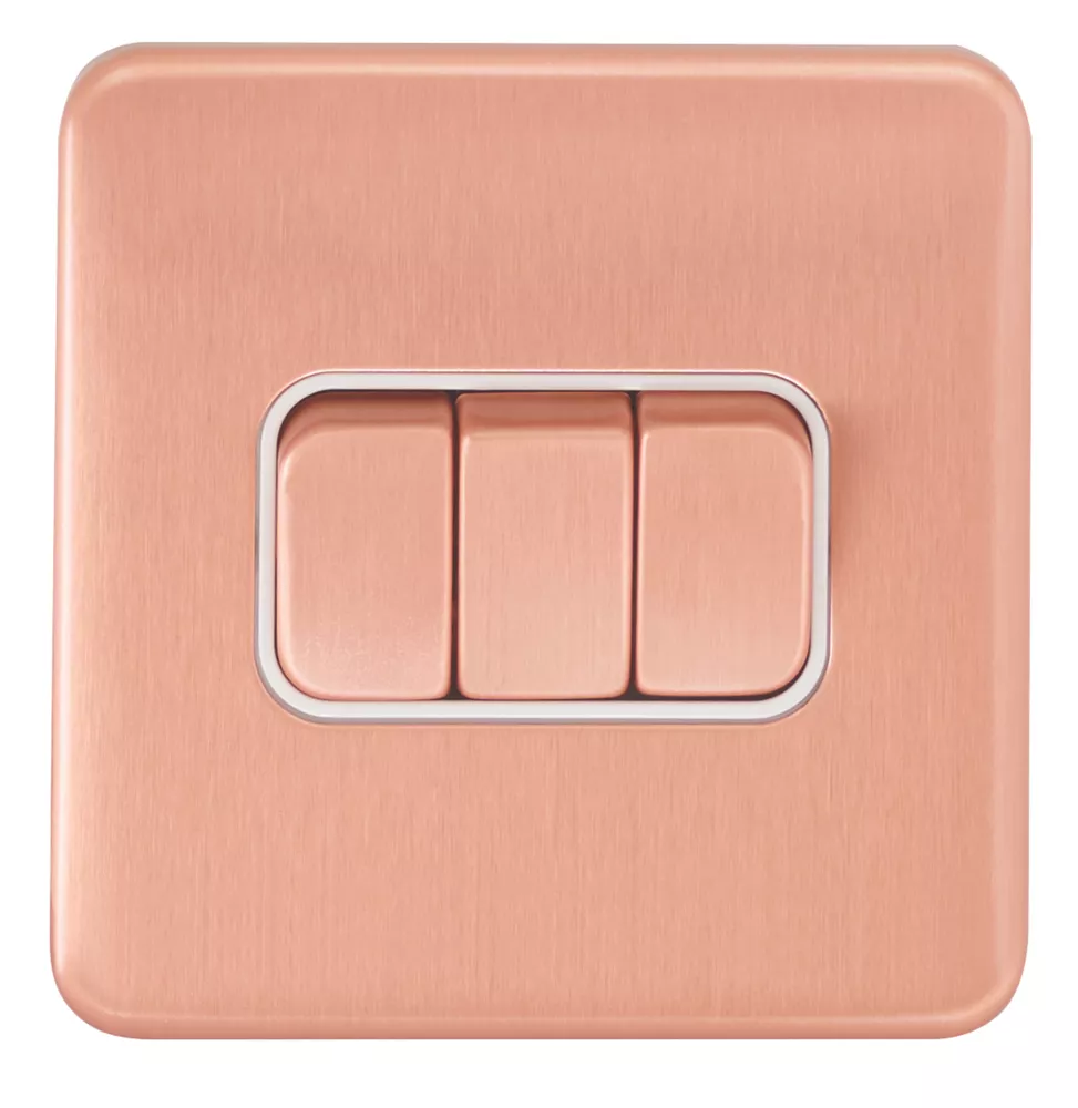 Schneider Electric Lisse Deco 10AX 3-Gang 2-Way Switch Copper With White Inserts 4 Schneider Electric Lisse Deco 10AX 3-Gang 2-Way Switch Copper With White Inserts - Image 2