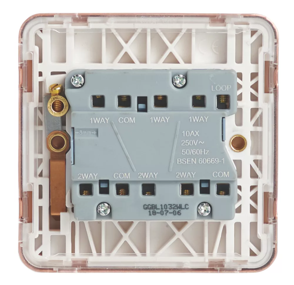 Schneider Electric Lisse Deco 10AX 3-Gang 2-Way Switch Copper With White Inserts 6 Schneider Electric Lisse Deco 10AX 3-Gang 2-Way Switch Copper With White Inserts - Image 4