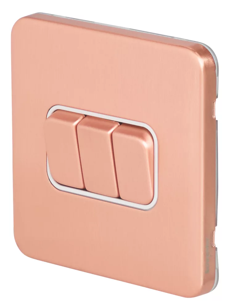 Schneider Electric Lisse Deco 10AX 3-Gang 2-Way Switch Copper With White Inserts 3 Schneider Electric Lisse Deco 10AX 3-Gang 2-Way Switch Copper With White Inserts