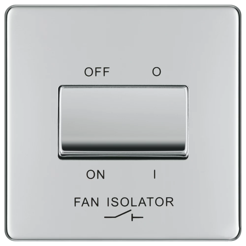 LAP 10A 1-Gang 3-Pole Fan Isolator Switch Polished Chrome 4 LAP 10A 1-Gang 3-Pole Fan Isolator Switch Polished Chrome - Image 2