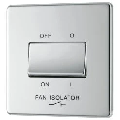 LAP 10A 1-Gang 3-Pole Fan Isolator Switch Polished Chrome