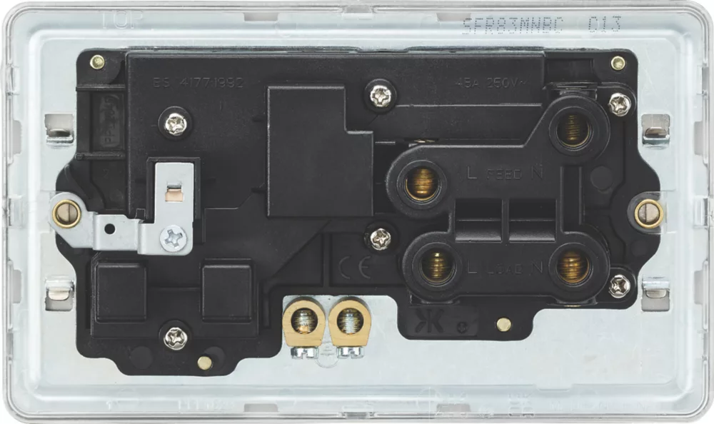 Knightsbridge SFR83MNBC 45 & 13A 2-Gang DP Cooker Switch & 13A DP Switched Socket Brushed Chrome With LED With Black Inserts 4 Knightsbridge SFR83MNBC 45 & 13A 2-Gang DP Cooker Switch & 13A DP Switched Socket Brushed Chrome With LED With Black Inserts - Image 2