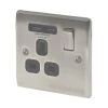 British General Nexus Metal 13A 1-Gang SP Switched Socket + 2.1A 2-Outlet Type A USB Charger Brushed Iridium With Black Inserts 1 British General Nexus Metal 13A 1-Gang SP Switched Socket + 2.1A 2-Outlet Type A USB Charger Brushed Iridium With Black Inserts -British General Shop 3842F P