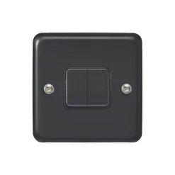 MK Contoura 10A 2-Gang 2-Way Switch Black With Colour-Matched Inserts -British General Shop 384RG A1