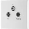 British General 800 Series 1-Gang Triplex TV Socket White -British General Shop 387XG P