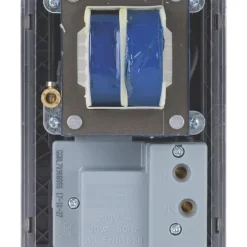 Schneider Electric Lisse Deco 2-Gang Dual Voltage Shaver Socket 115 / 230V Brushed Stainless Steel With Black Inserts -British General Shop 389FF A3