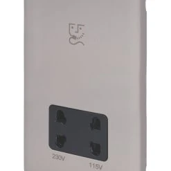 Schneider Electric Lisse Deco 2-Gang Dual Voltage Shaver Socket 115 / 230V Brushed Stainless Steel With Black Inserts