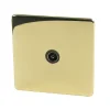 Crabtree Platinum 1-Gang Female Coaxial TV Socket Polished Brass With Black Inserts