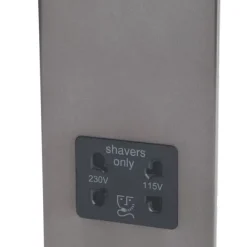 Varilight 1-Gang Dual Voltage Shaver Socket 115/230V Slate Grey With Black Inserts