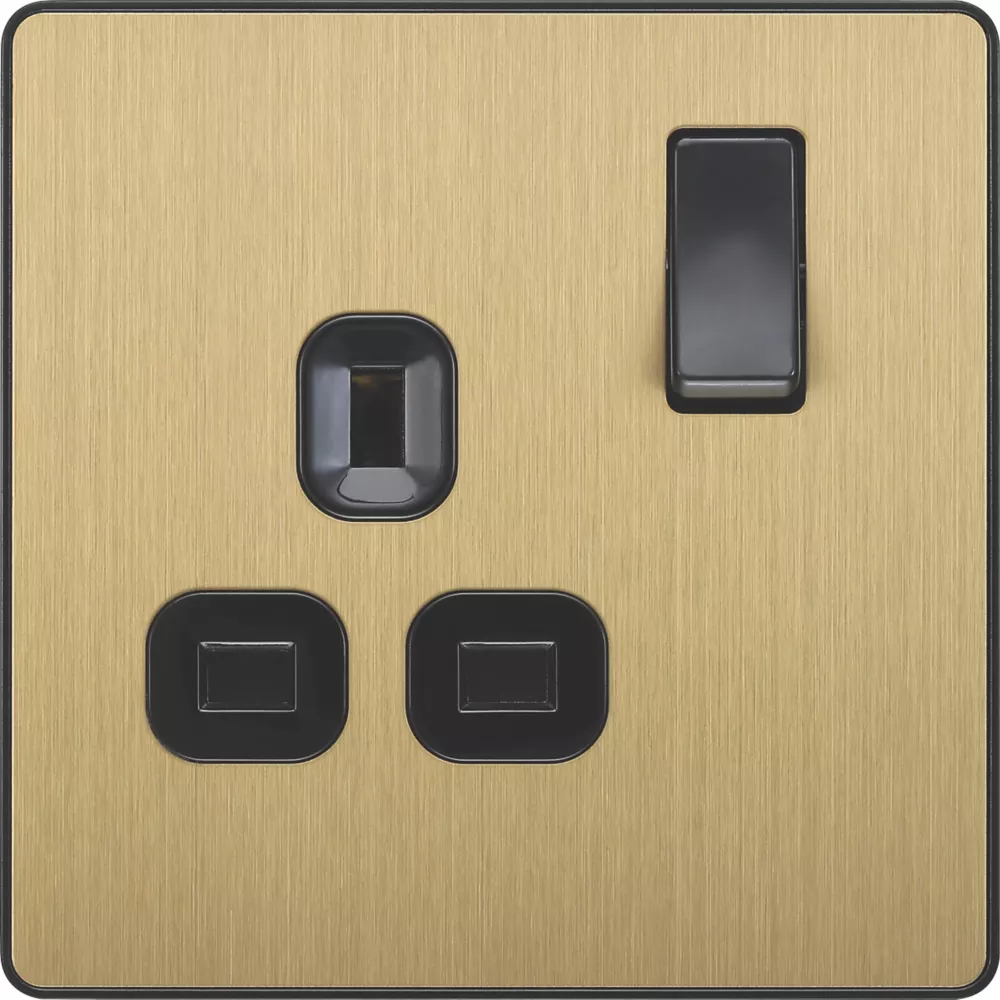 British General Evolve 13A 1-Gang SP Switched Socket Satin Brass With Black Inserts 5 British General Evolve 13A 1-Gang SP Switched Socket Satin Brass With Black Inserts - Image 3
