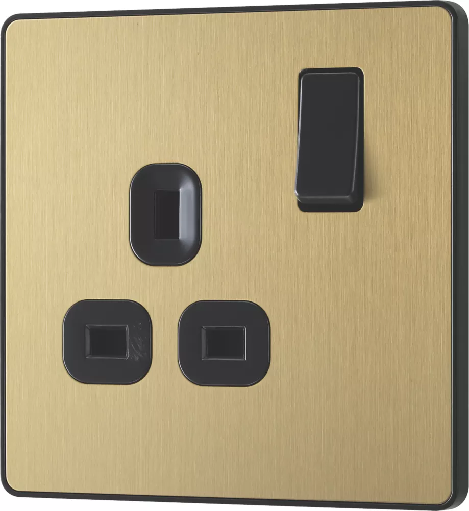 British General Evolve 13A 1-Gang SP Switched Socket Satin Brass With Black Inserts 6 British General Evolve 13A 1-Gang SP Switched Socket Satin Brass With Black Inserts - Image 4