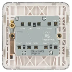 Schneider Electric Lisse Deco 10AX 3-Gang 2-Way Light Switch Polished Chrome With White Inserts -British General Shop 396FF A3