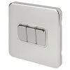 Schneider Electric Lisse Deco 10AX 3-Gang 2-Way Light Switch Polished Chrome With White Inserts -British General Shop 396FF P