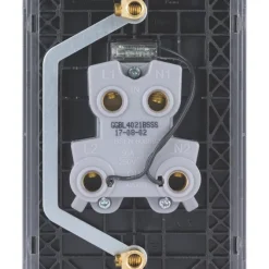 Schneider Electric Lisse Deco 50A 2-Gang DP Cooker Switch Brushed Stainless Steel With LED With Black Inserts -British General Shop 397FF A3